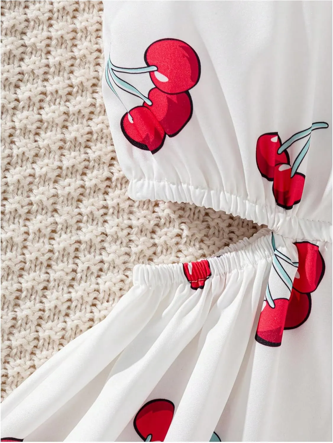 WDIRARA Girl's Flower Print Cut Out Crochet Cami Dress Summer High Waist Flare Hem Boho Slip Dresses