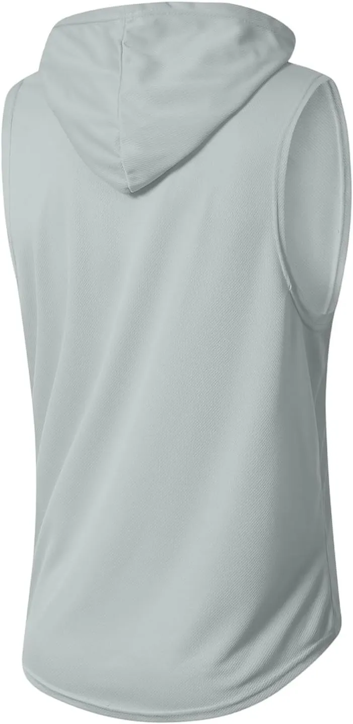 WENKOMG1 Mesh Tank Tops for Men Lightweight Breathable Quick Dry Hoodies Active Athletic Hooded Workout Tank Tops