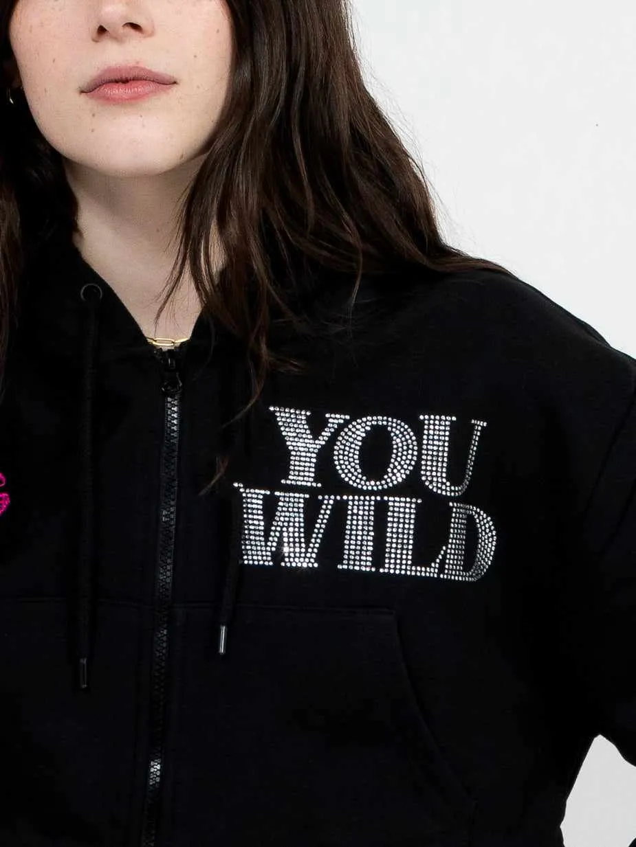 Where's The Beach Black Women's Cropped Zip Up Hoodie