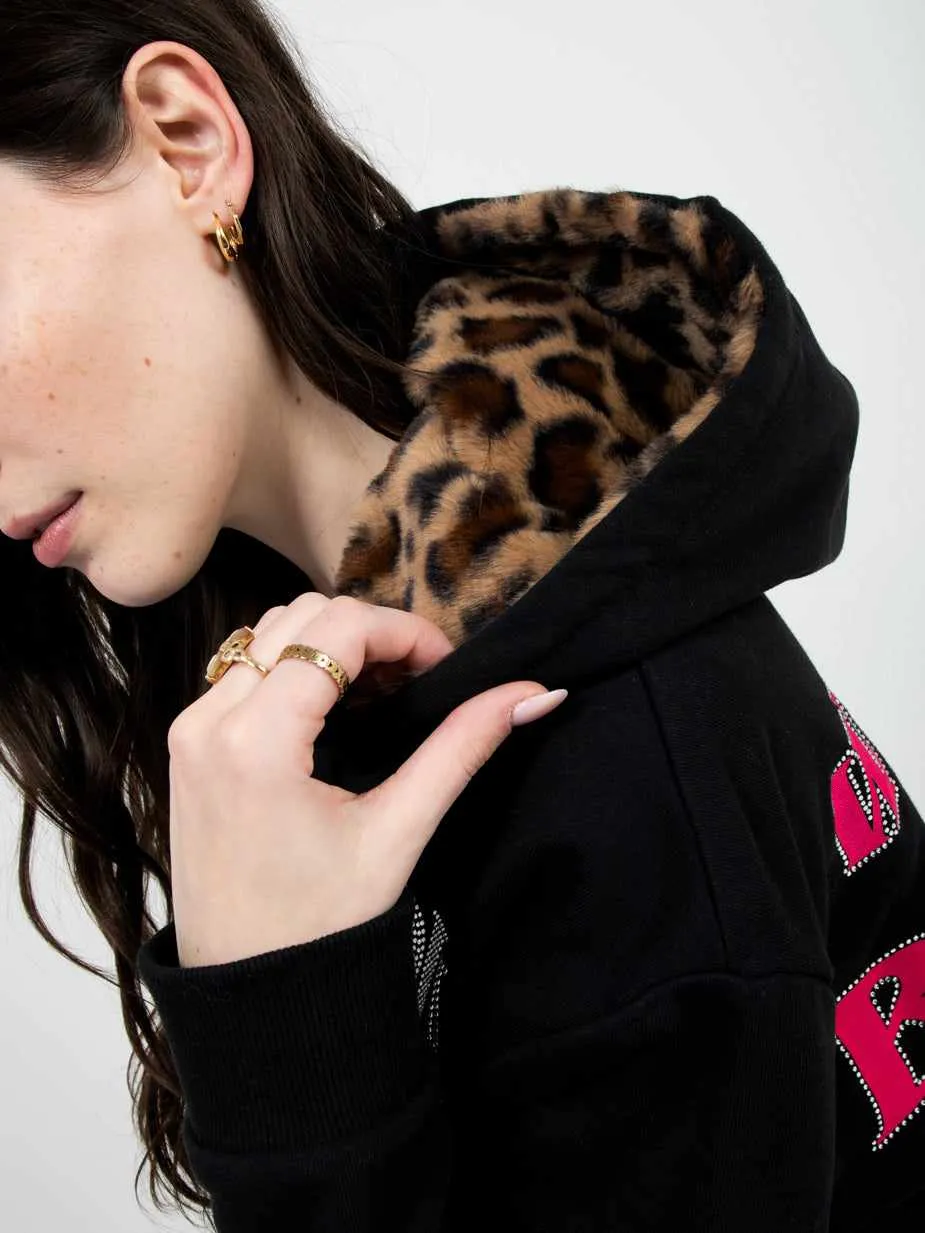Where's The Beach Black Women's Cropped Zip Up Hoodie