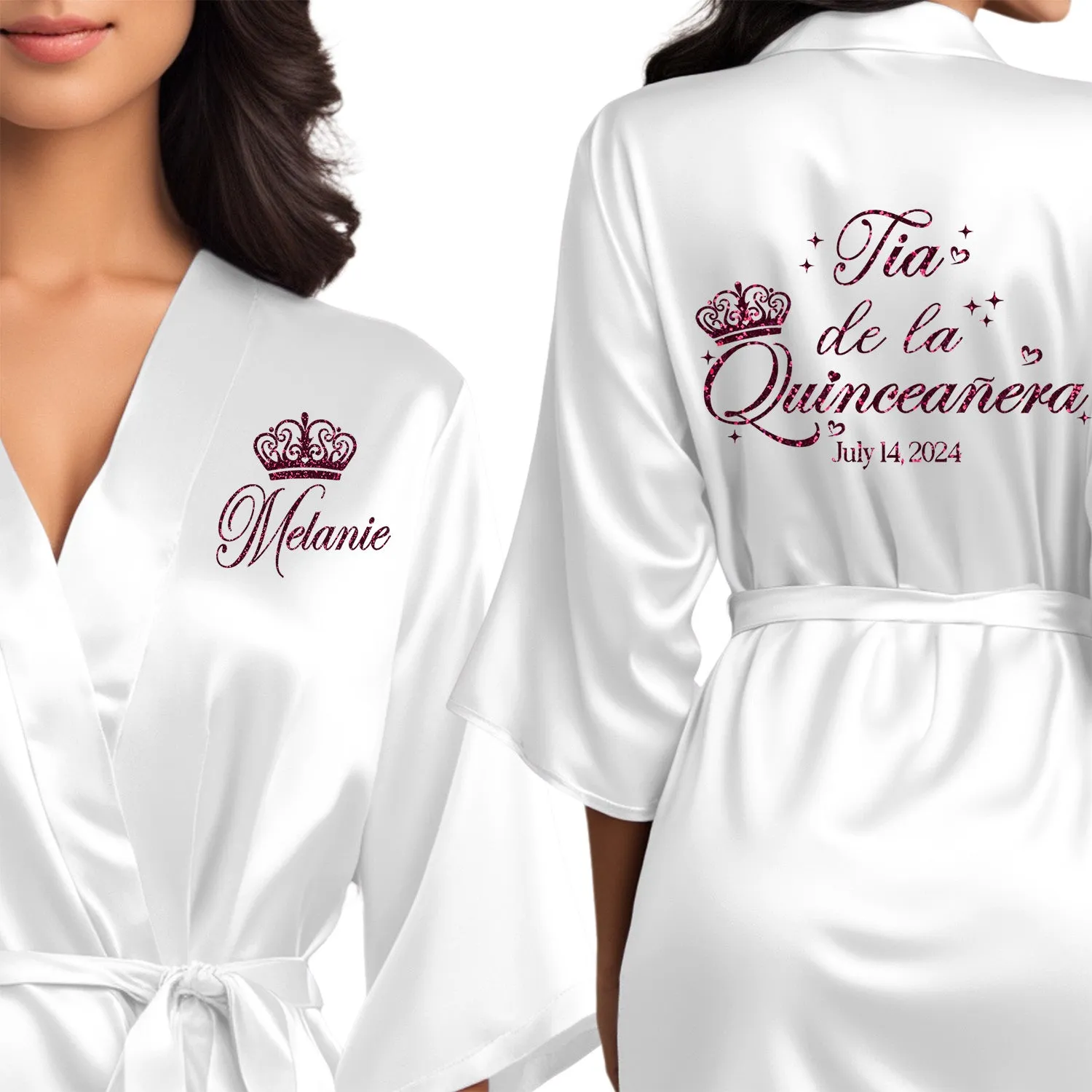 White Mis Quince Años Robes, Pretty Quinceañera Robes, Robes for Mama de Quince | Quinceañera Gift