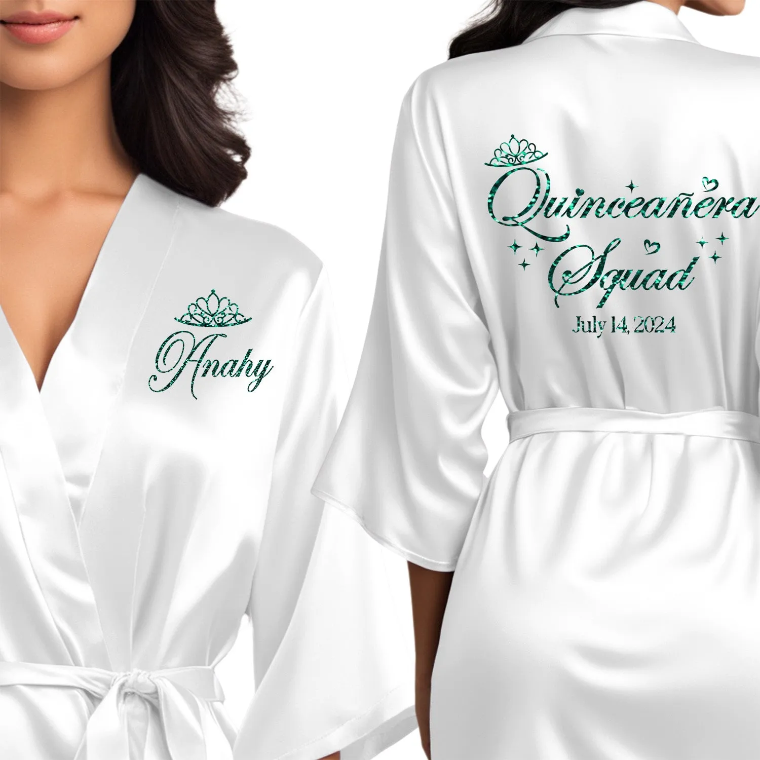 White Mis Quince Años Robes, Pretty Quinceañera Robes, Robes for Mama de Quince | Quinceañera Gift