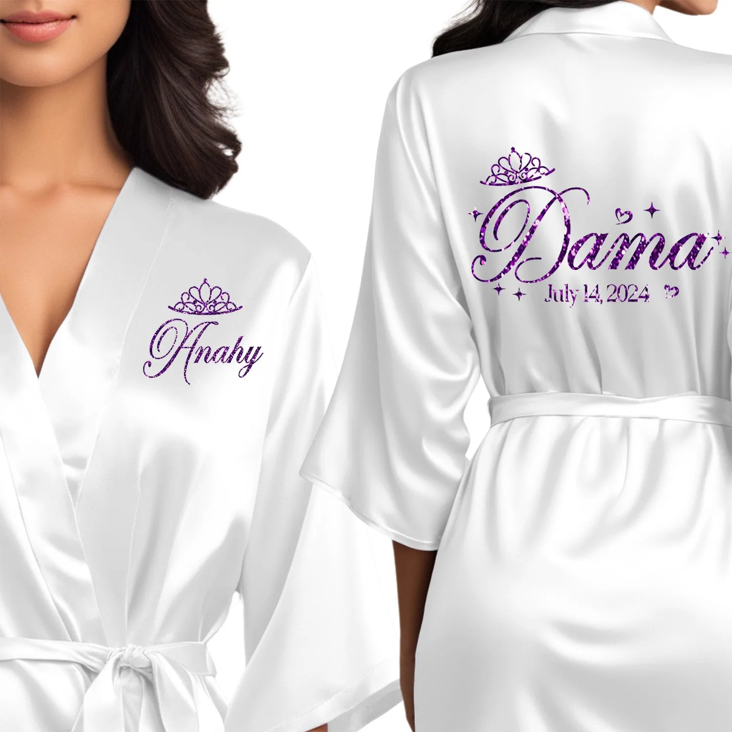 White Mis Quince Años Robes, Pretty Quinceañera Robes, Robes for Mama de Quince | Quinceañera Gift