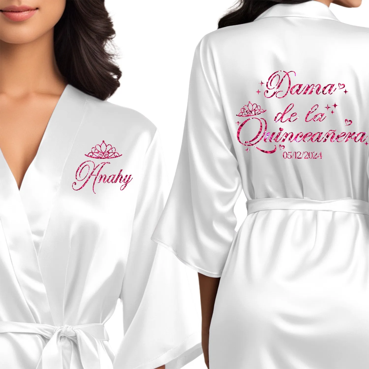 White Mis Quince Años Robes, Pretty Quinceañera Robes, Robes for Mama de Quince | Quinceañera Gift
