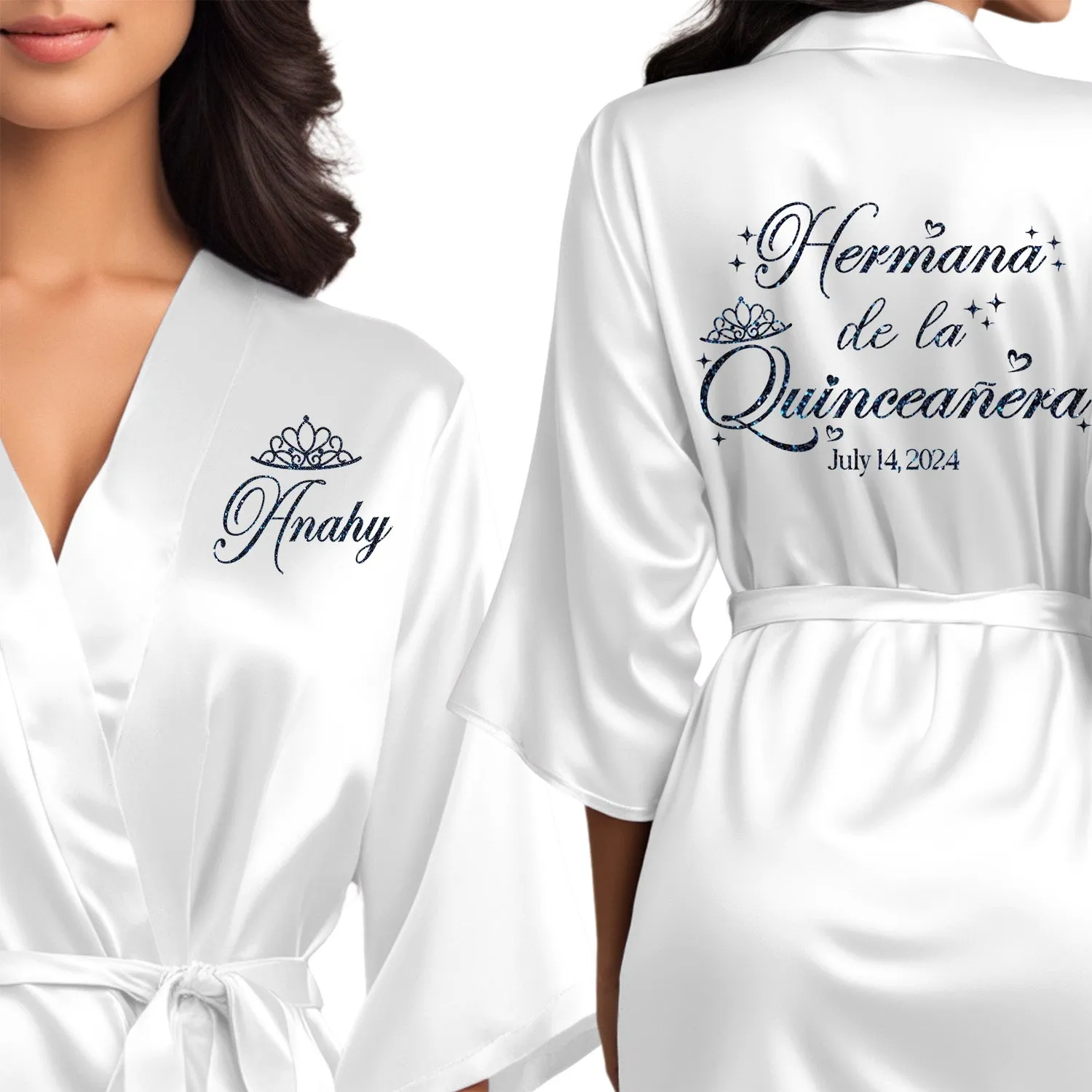 White Mis Quince Años Robes, Pretty Quinceañera Robes, Robes for Mama de Quince | Quinceañera Gift