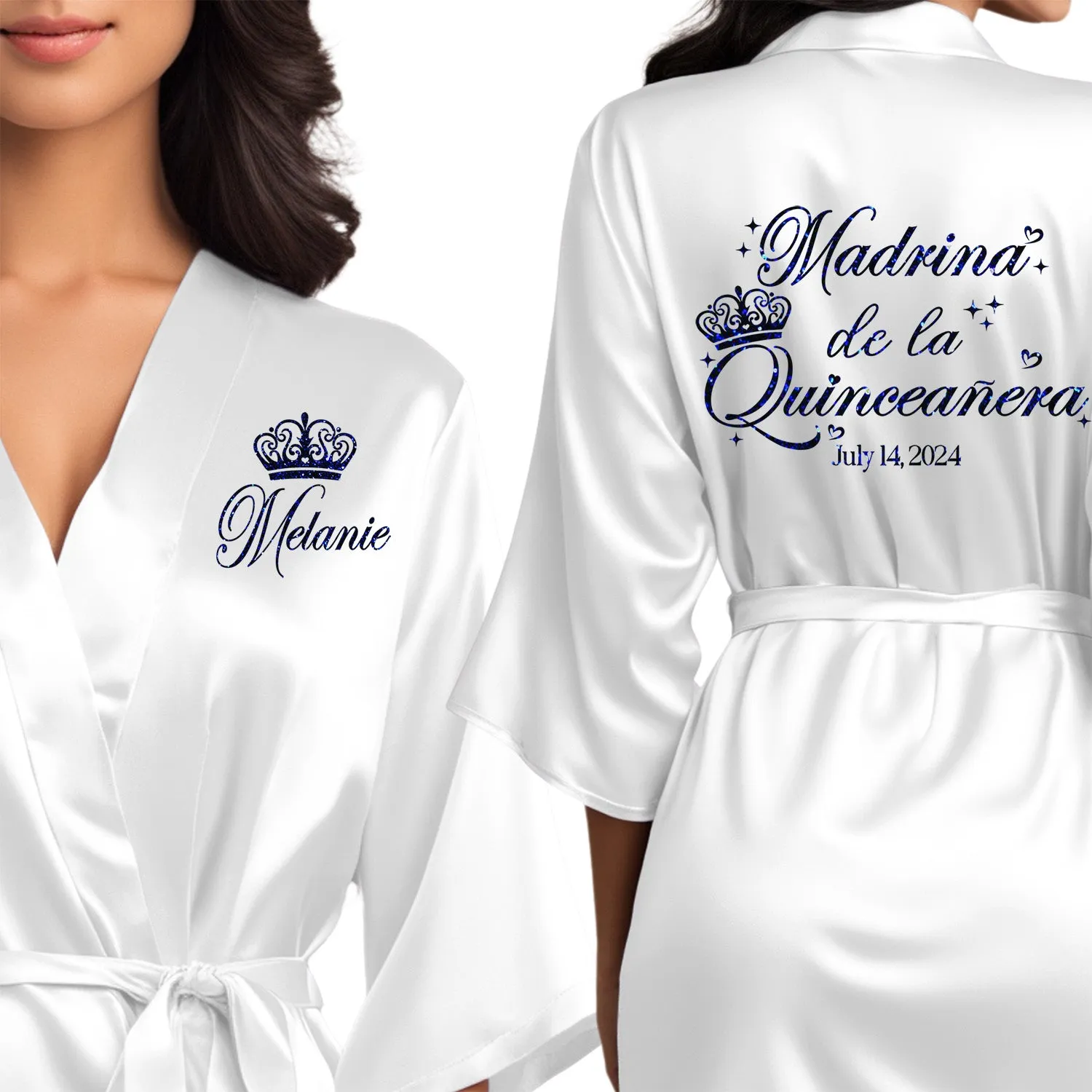 White Mis Quince Años Robes, Pretty Quinceañera Robes, Robes for Mama de Quince | Quinceañera Gift