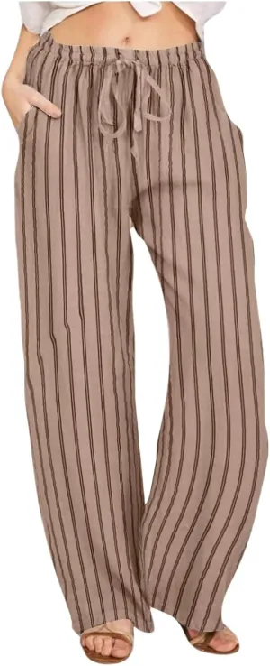 Wide Leg Pants Woman Summer Lightweight 2025 Casual Elastic Waist Palazzo Pants Flowy Soft Drawstring Trousers