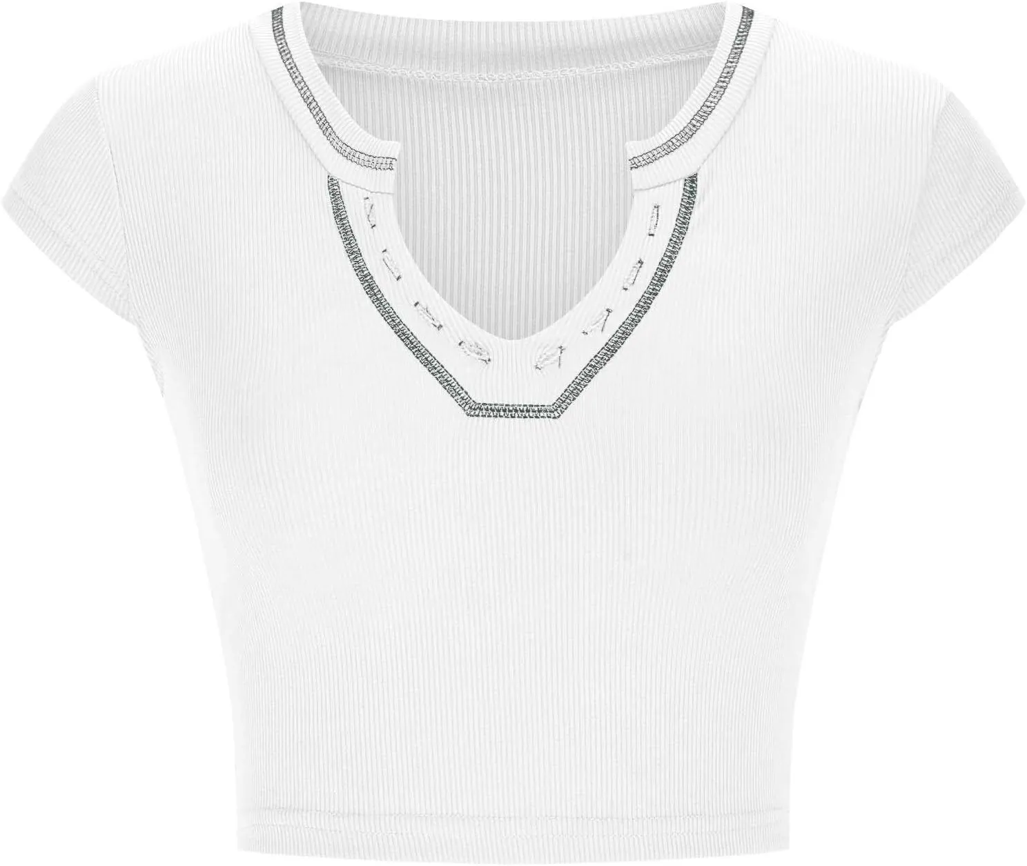 Women Cap Sleeve Knit Sweater Vest Crop Tops Casual Fashion Stretchy Slim Fit V Neck Ribbed Tank Top Pullover Shirts