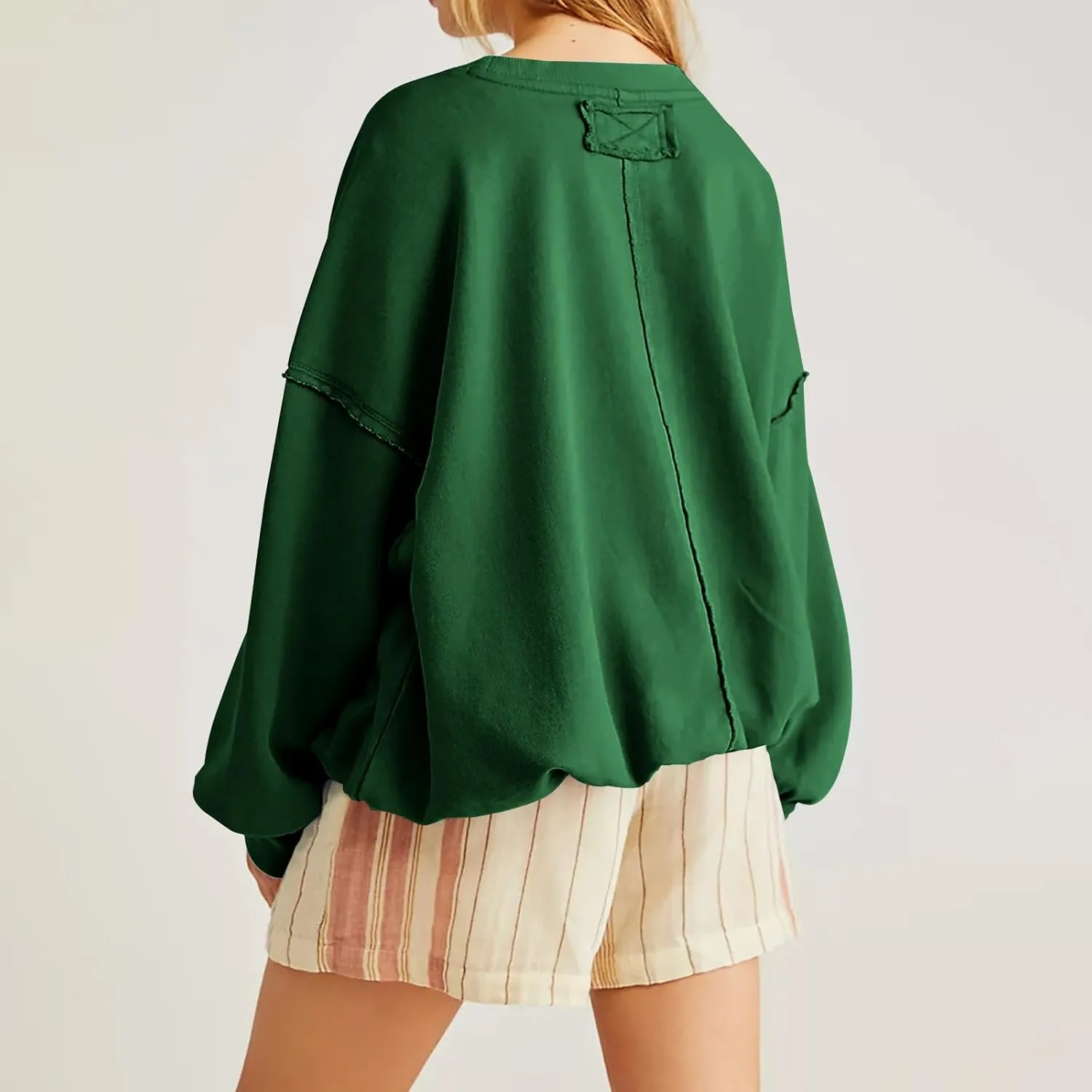 Women Cropped Sweatshirt crewneck cute Pullover Long Sleeves Oversized casual tops fashion y2k teen girls fall clothes
