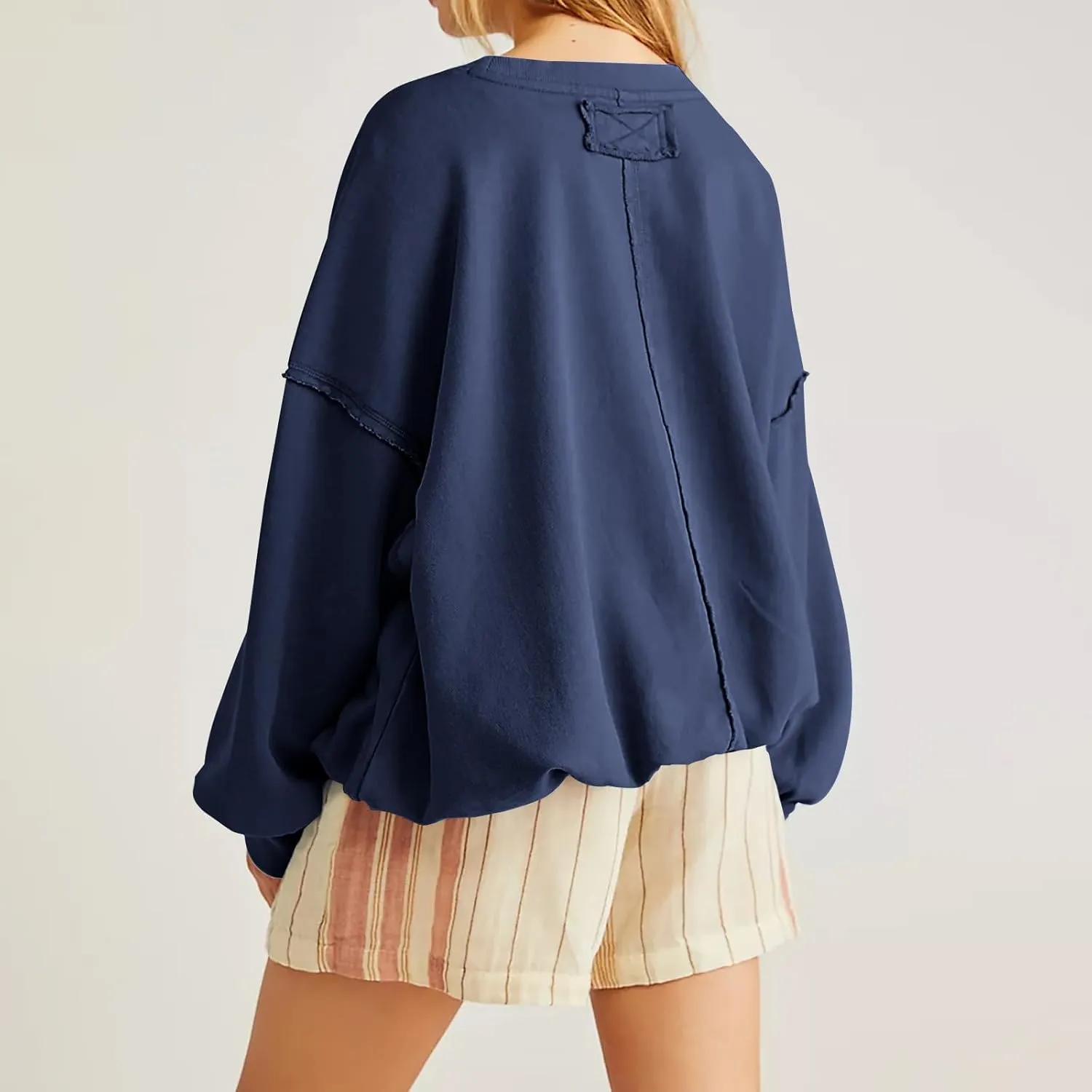Women Cropped Sweatshirt crewneck cute Pullover Long Sleeves Oversized casual tops fashion y2k teen girls fall clothes