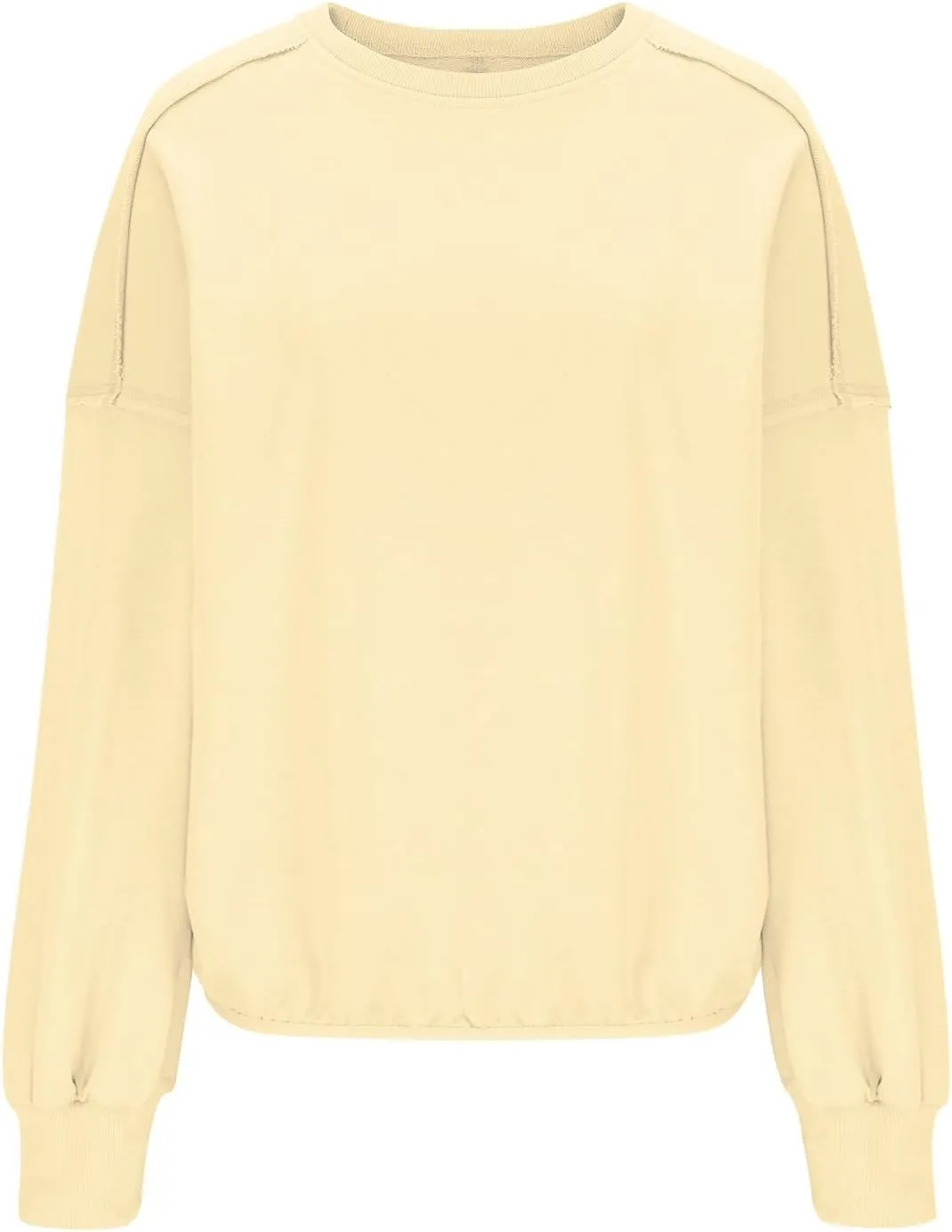Women Cropped Sweatshirt crewneck cute Pullover Long Sleeves Oversized casual tops fashion y2k teen girls fall clothes