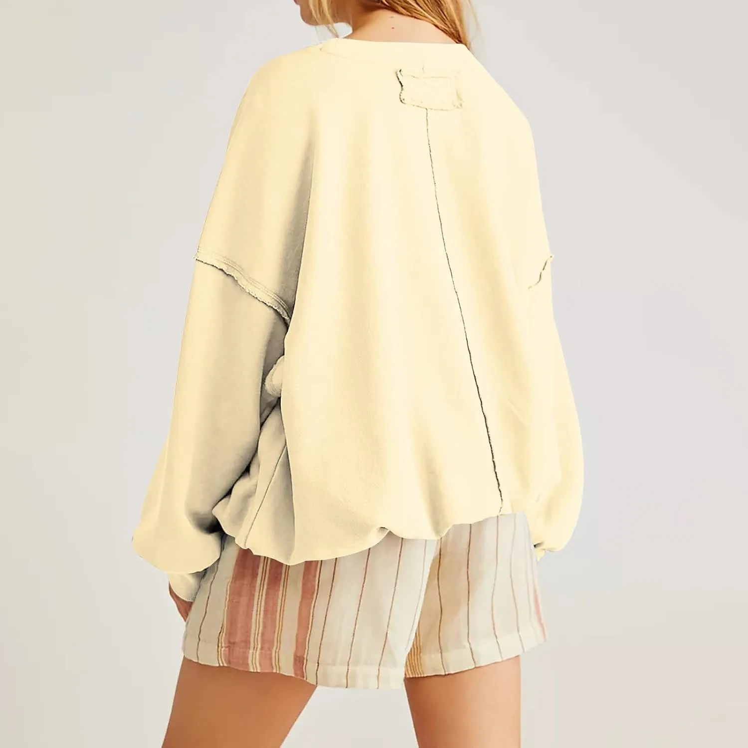 Women Cropped Sweatshirt crewneck cute Pullover Long Sleeves Oversized casual tops fashion y2k teen girls fall clothes