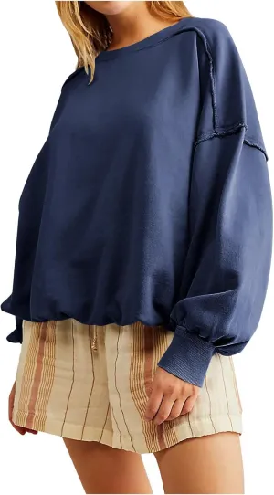 Women Cropped Sweatshirt crewneck cute Pullover Long Sleeves Oversized casual tops fashion y2k teen girls fall clothes