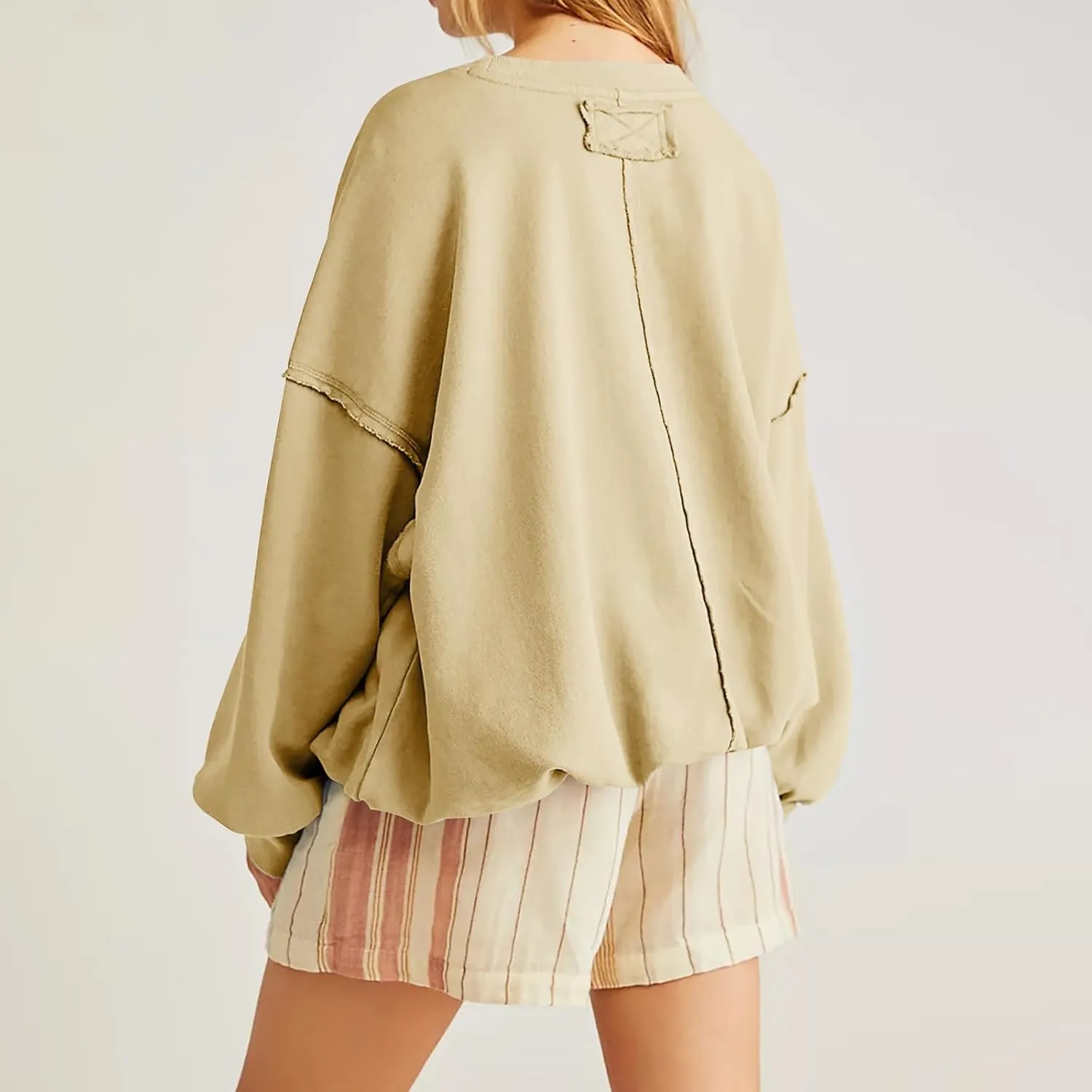 Women Cropped Sweatshirt crewneck cute Pullover Long Sleeves Oversized casual tops fashion y2k teen girls fall clothes