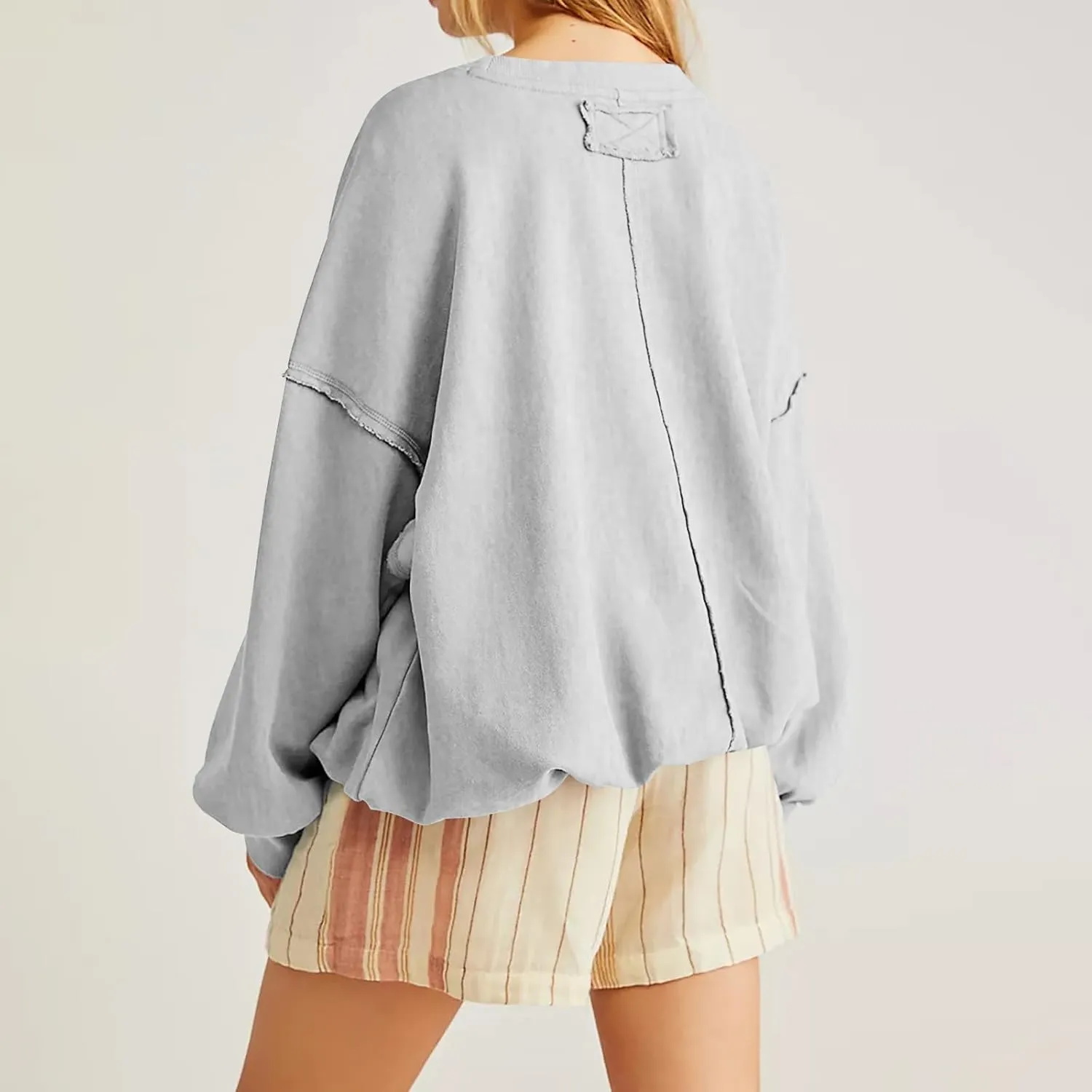 Women Cropped Sweatshirt crewneck cute Pullover Long Sleeves Oversized casual tops fashion y2k teen girls fall clothes