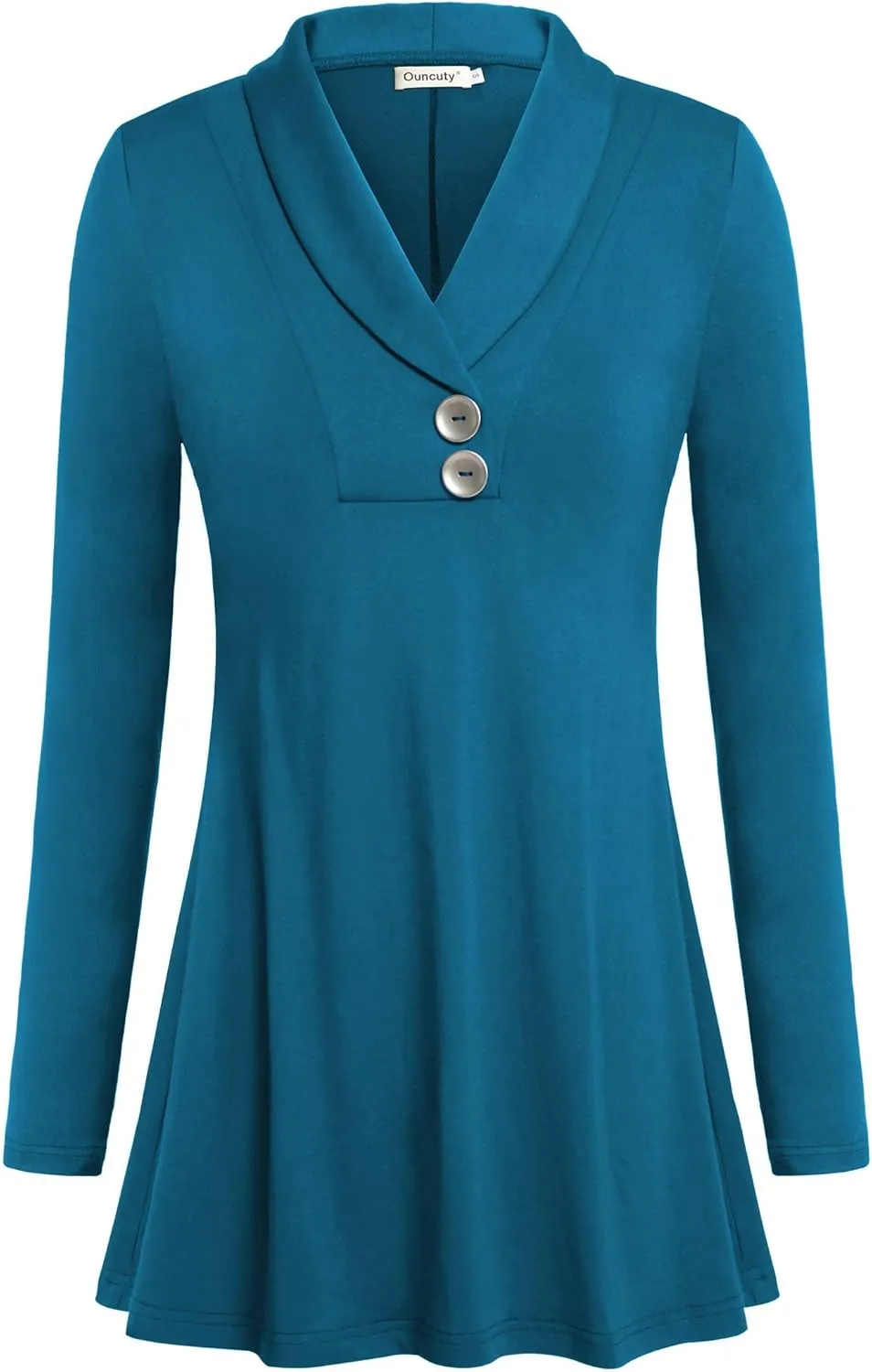 Women Fall Long Sleeve Tops Shawl Neck Button Down Dressy Blouses Shirts