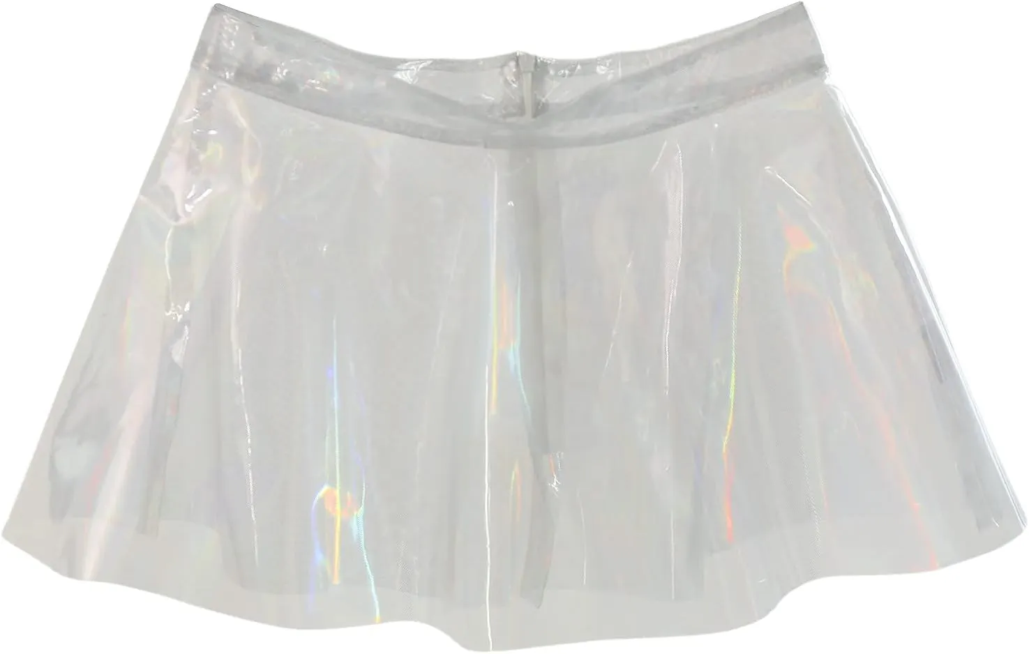 Women Flared Pleated Skirts Shiny See Through Mini Skirt High Waist Clubwear Novelty Skirt Swing Skirt