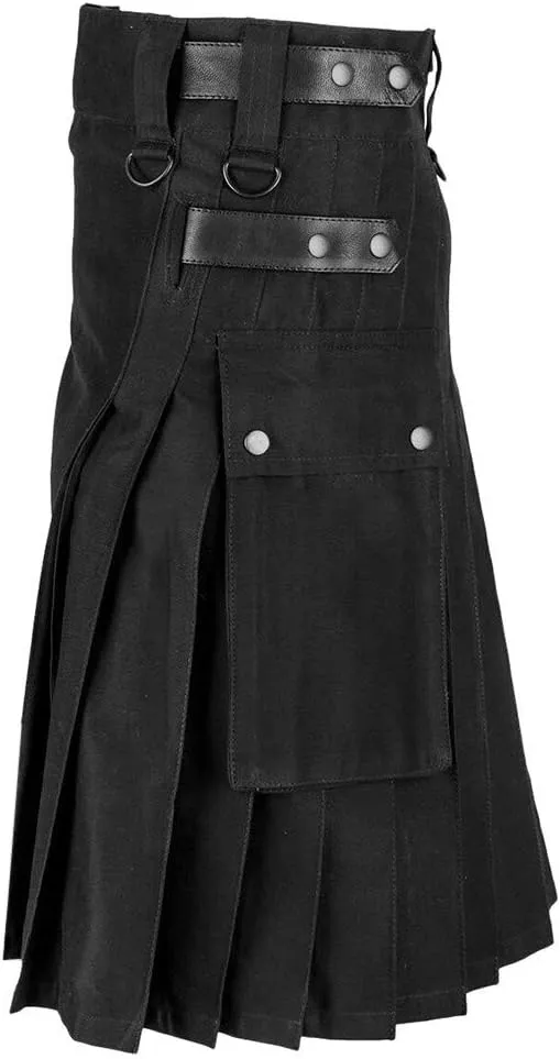 Women High Waisted Gothic Punk Black Pleated Mini Skirt Plus Size Goth Steampunk Style A Line Short Skirt with Pockets