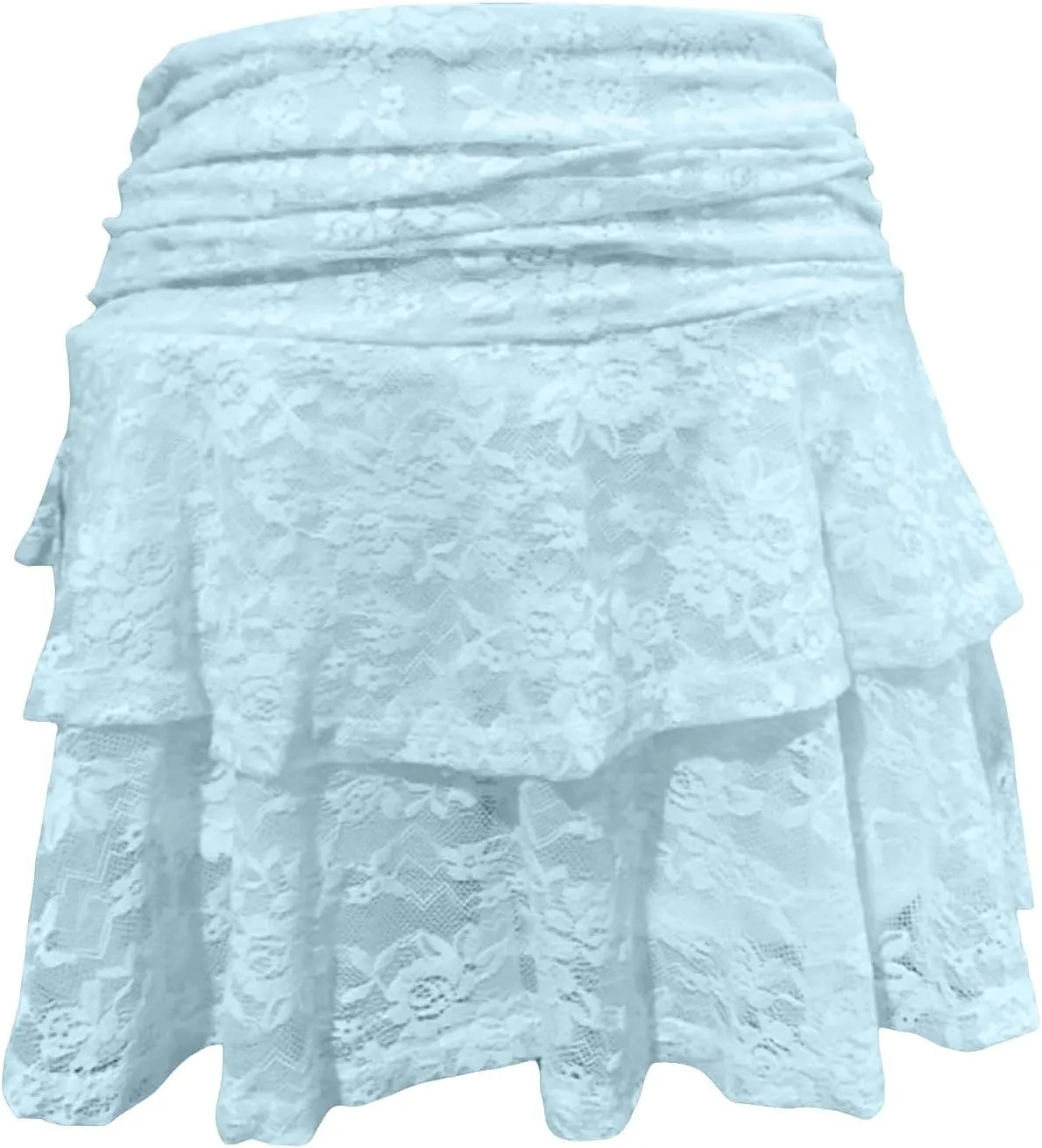 Women Lace Skirts Y2k Low Waist Flowy Skirts Layered Pleated Ruffle Mini Skirt Streetwear