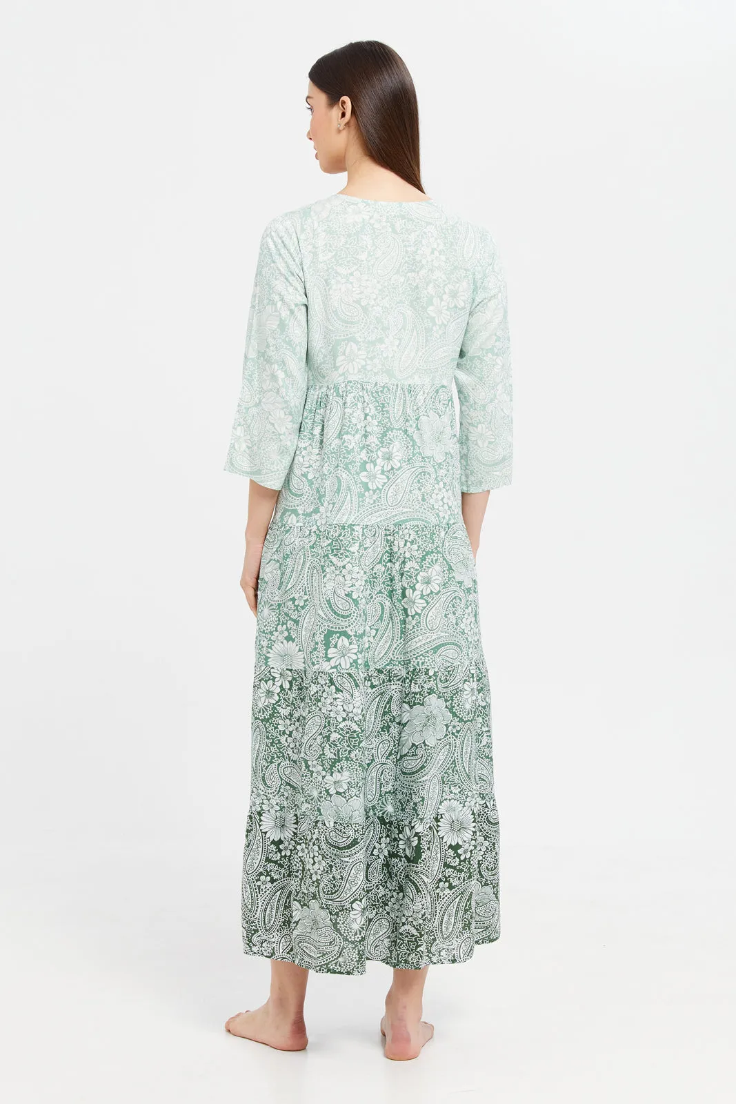 Women Mint Ombre Tier Nightgown