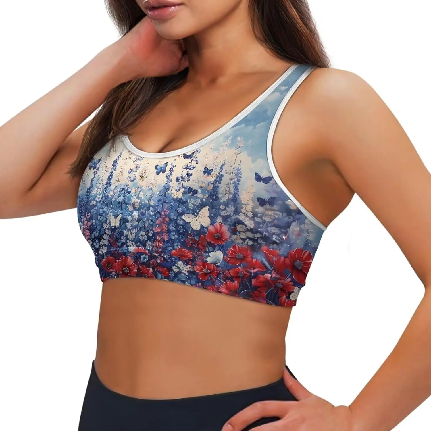 Women Racerback Workout Tank Tops Removable Padded Crop Tops