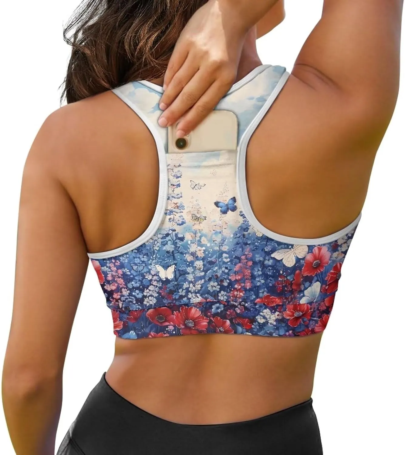 Women Racerback Workout Tank Tops Removable Padded Crop Tops
