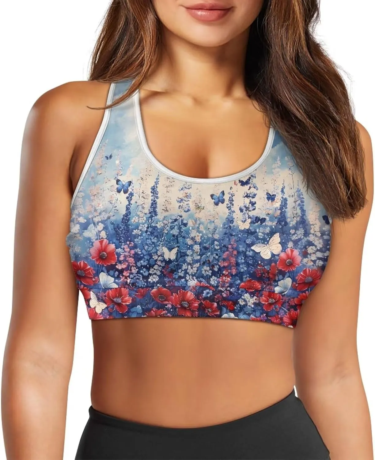 Women Racerback Workout Tank Tops Removable Padded Crop Tops