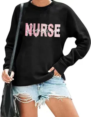 Women Registered Nurse Sweatshirt Nurse Pullover Tops Nurse Life Sweatshirt Nursing School Long Sleeve Tees
