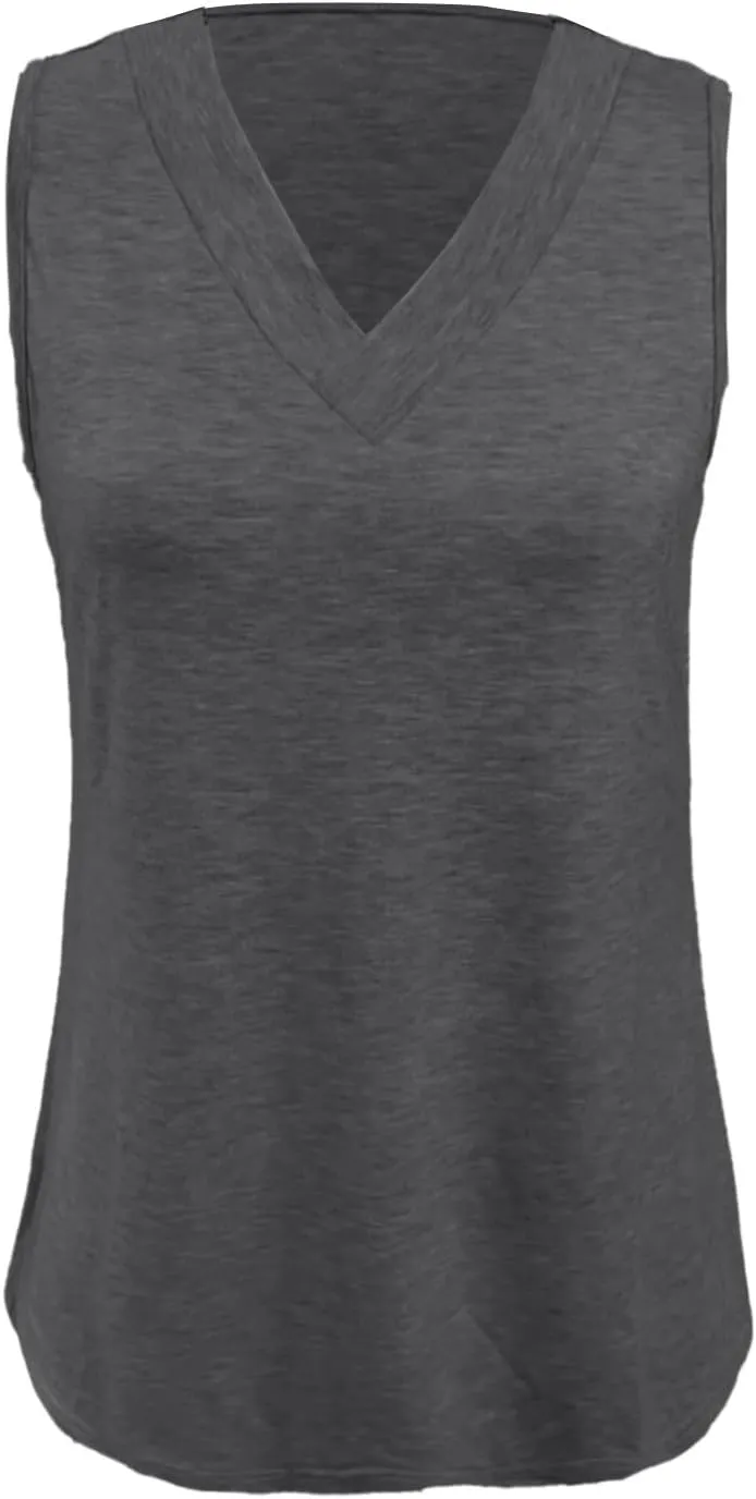 Women Tank Tops 2025 Comfy T Shirts Dressy Sleeveless V Neck Summer Loose Fit Tank Tops Tees