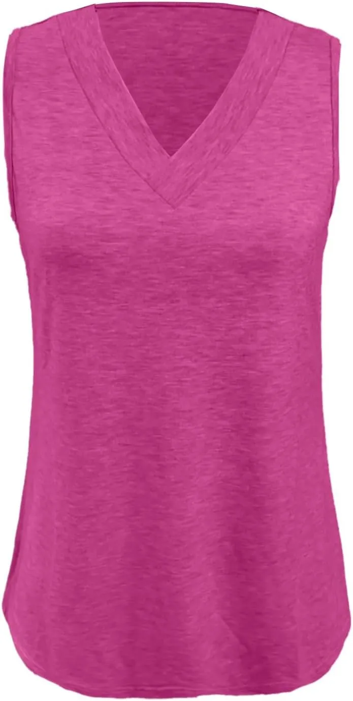 Women Tank Tops 2025 Comfy T Shirts Dressy Sleeveless V Neck Summer Loose Fit Tank Tops Tees