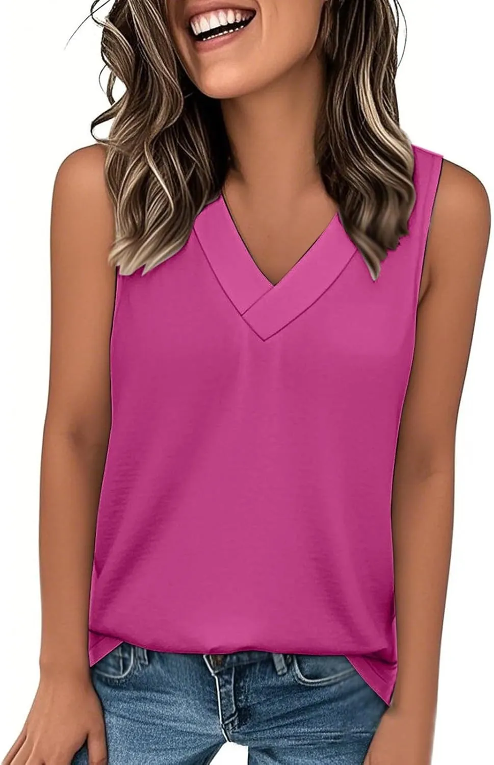 Women Tank Tops 2025 Comfy T Shirts Dressy Sleeveless V Neck Summer Loose Fit Tank Tops Tees