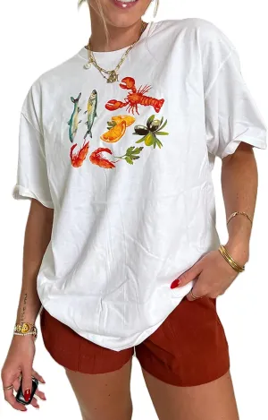 Women Teen Girls Oversized Graphic Tee Shirt Y2k Short Sleeve Baggy Shirts Crewneck Loose Tee Top Summer Clothes