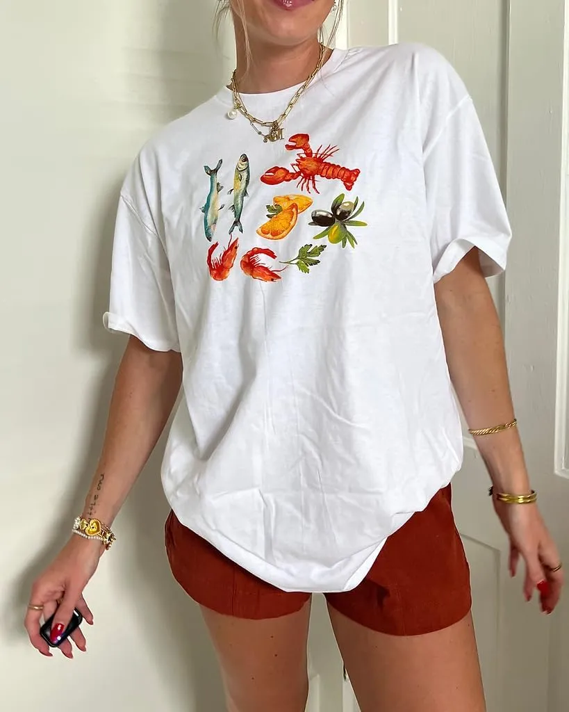 Women Teen Girls Oversized Graphic Tee Shirt Y2k Short Sleeve Baggy Shirts Crewneck Loose Tee Top Summer Clothes