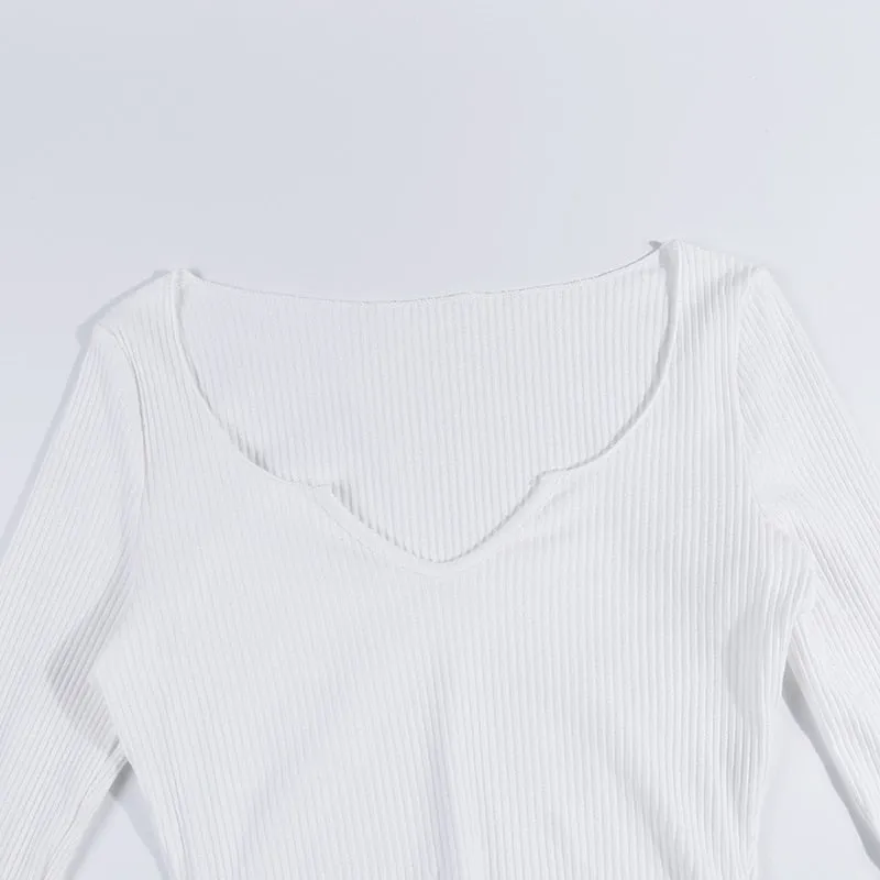 Women's Autumn Elastic Long Sleeve Bodycon Crop Top