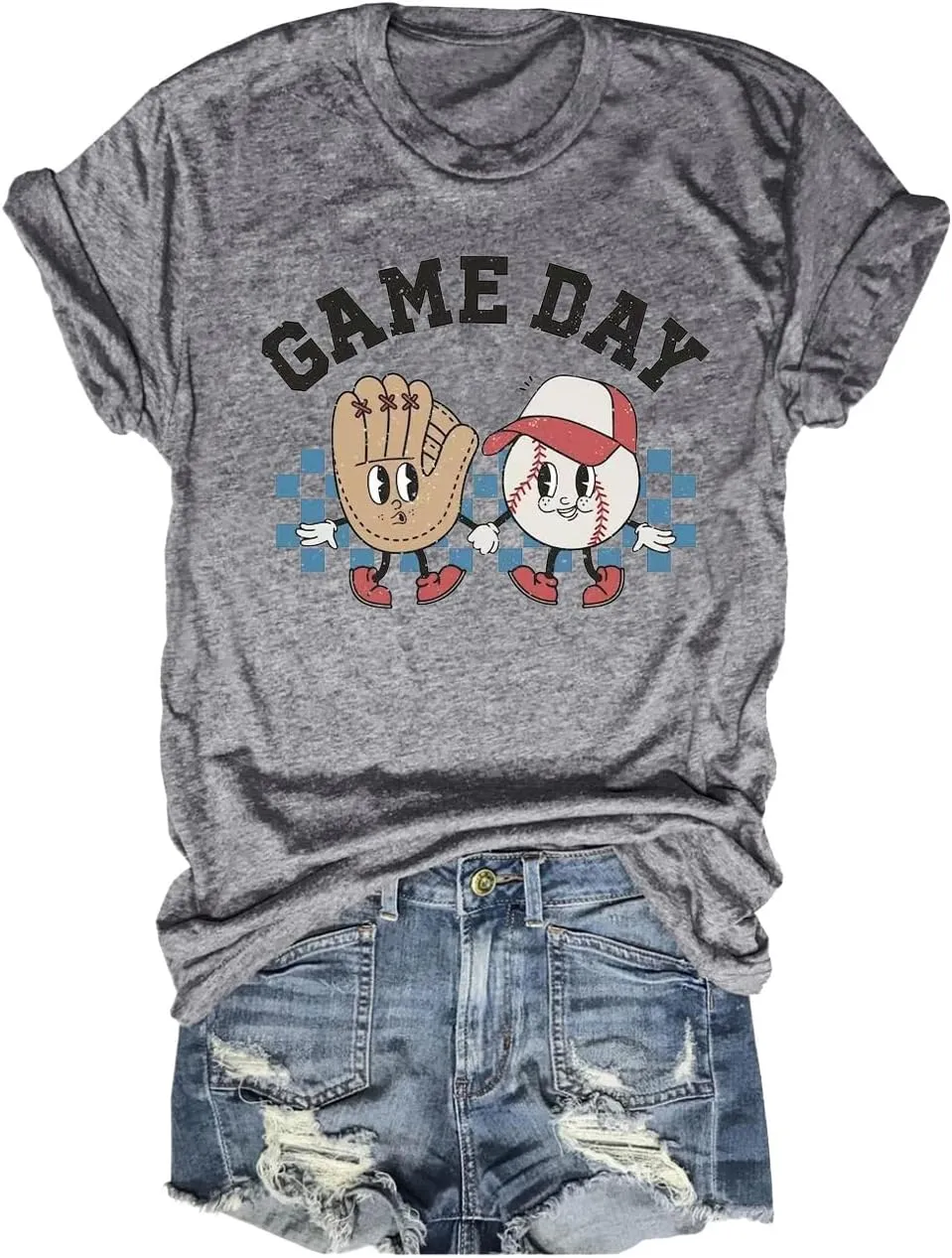 Women's Baseball Game Day T-Shirt Casual Short Sleeve Family Sports Mother's Day Mom Graphic Tees Tops