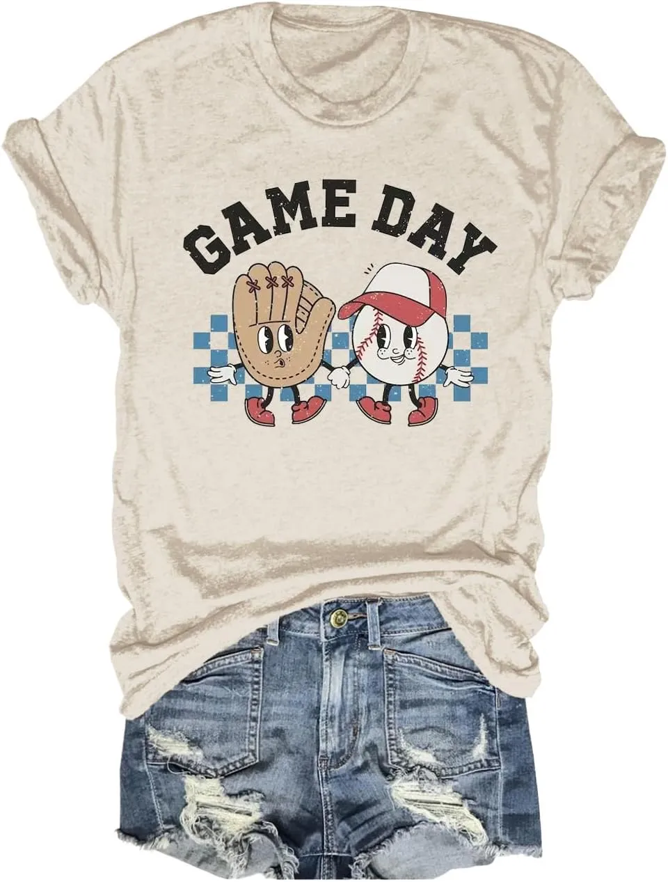 Women's Baseball Game Day T-Shirt Casual Short Sleeve Family Sports Mother's Day Mom Graphic Tees Tops