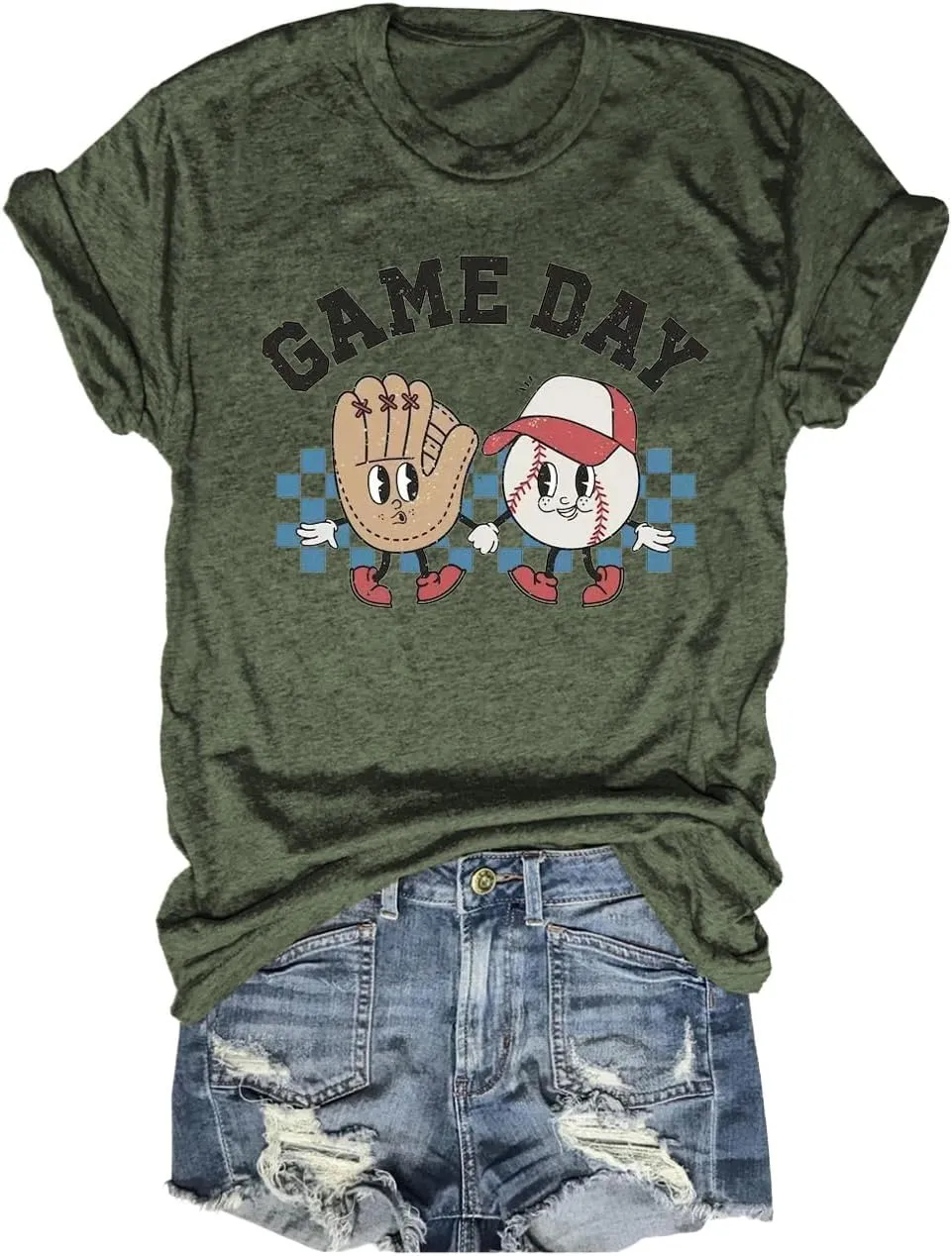 Women's Baseball Game Day T-Shirt Casual Short Sleeve Family Sports Mother's Day Mom Graphic Tees Tops