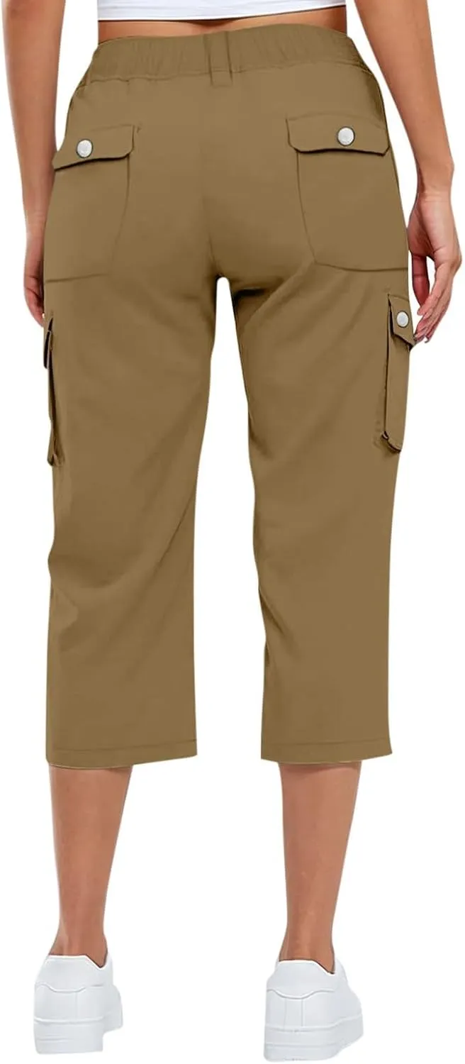 Womens Cargo Capris Hiking Pants Lightweight Loose Fit Casual Capri Pants Dressy Athletic Trousers Cropped