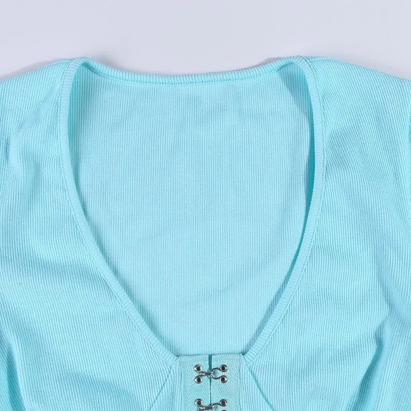 Women's Casual Cotton Short Sleeve Crop Top