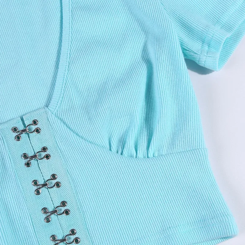 Women's Casual Cotton Short Sleeve Crop Top