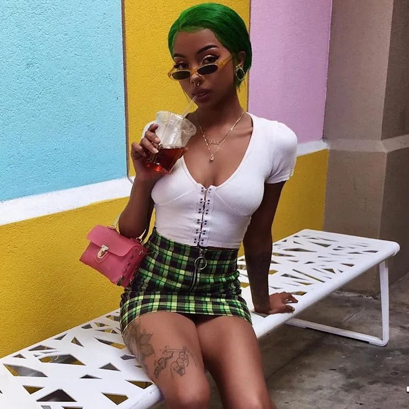 Women's Casual Cotton Short Sleeve Crop Top
