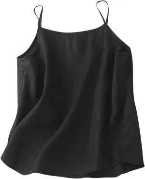 Womens Cotton Linen Tank Tops Sleeveless Summer Strap Top Casual Cami Tees Sexy Spaghetti Strap Blouses Shirts