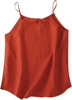 Womens Cotton Linen Tank Tops Sleeveless Summer Strap Top Casual Cami Tees Sexy Spaghetti Strap Blouses Shirts