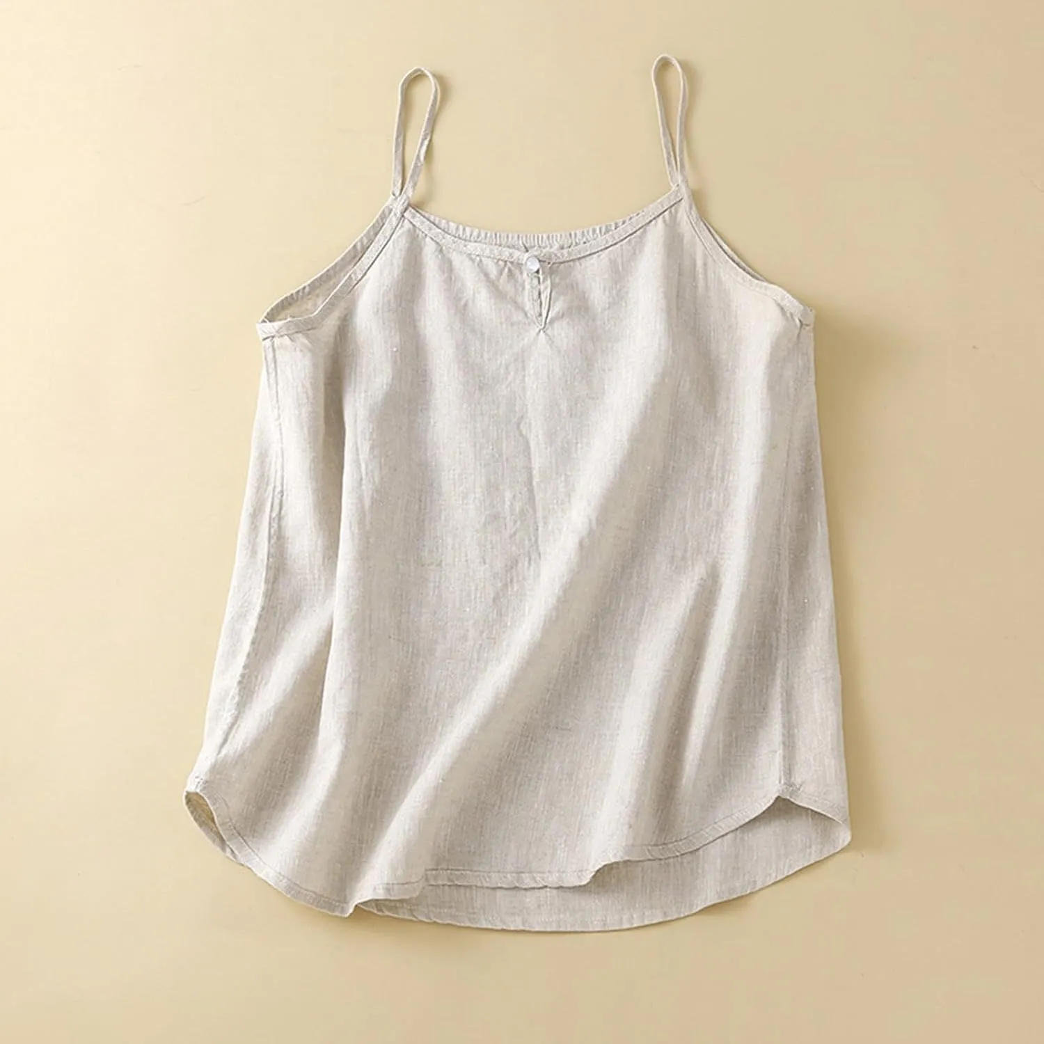 Womens Cotton Linen Tank Tops Sleeveless Summer Strap Top Casual Cami Tees Sexy Spaghetti Strap Blouses Shirts