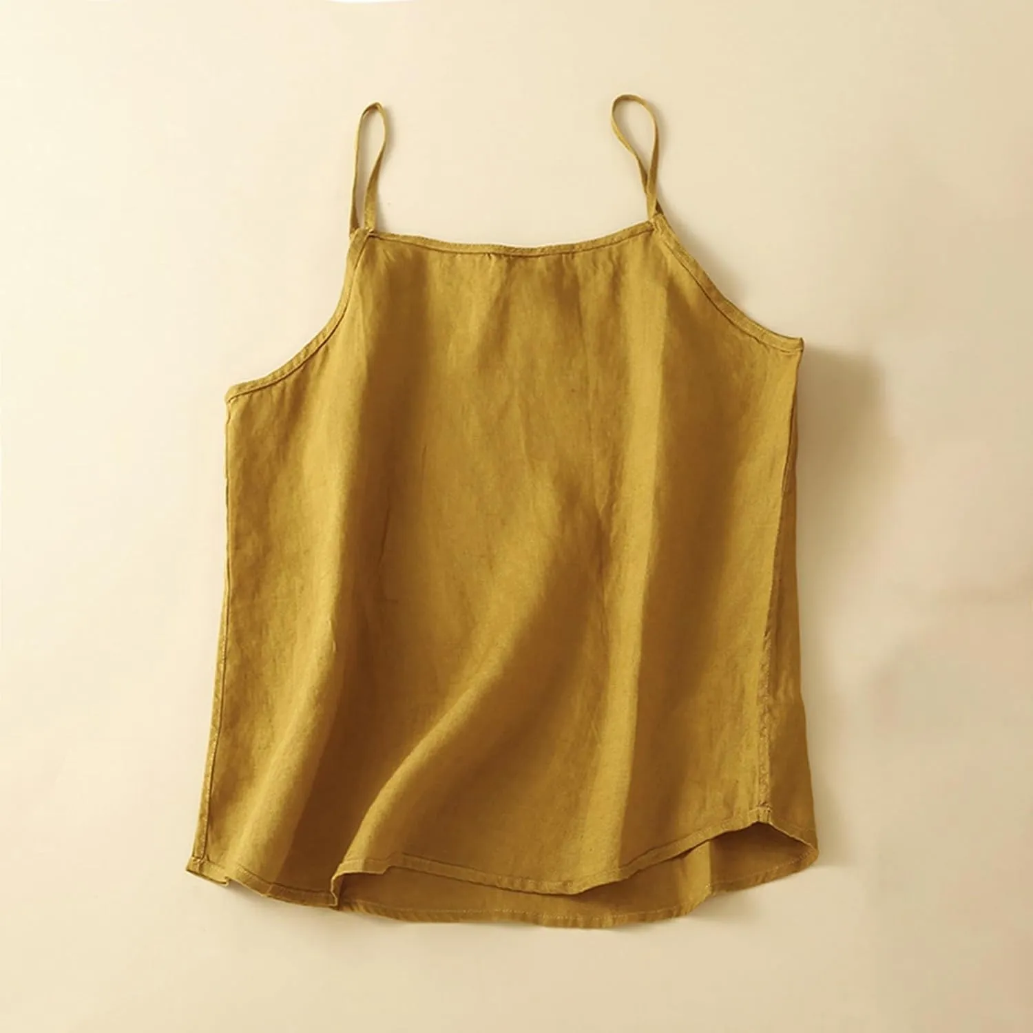 Womens Cotton Linen Tank Tops Sleeveless Summer Strap Top Casual Cami Tees Sexy Spaghetti Strap Blouses Shirts
