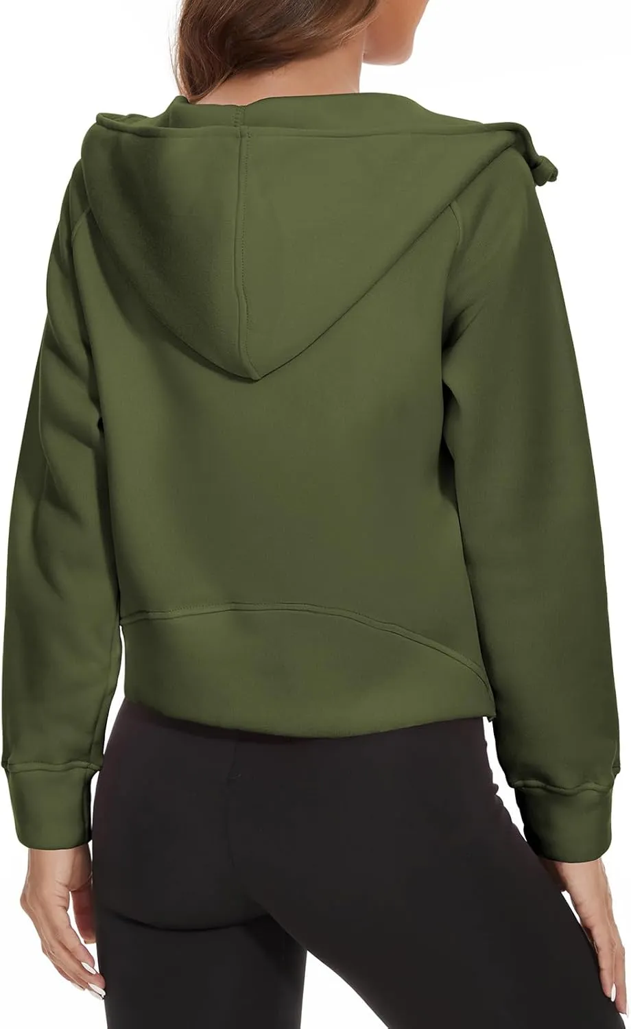 Womens Cropped Hoodies Half Zip Pullover Sweatshirts Fleece Zip Up Hooded Fall Fashion Outfits Clothes