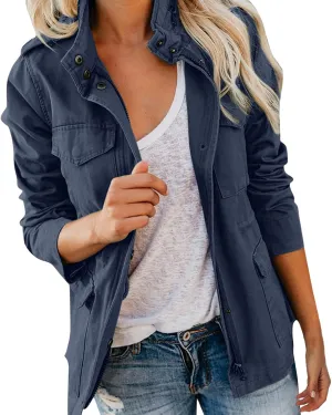 Womens Daily Fall Regular Sleeveless Vest Military Anorak Zip Up Lightweight Hoodies Jacket with Pockets