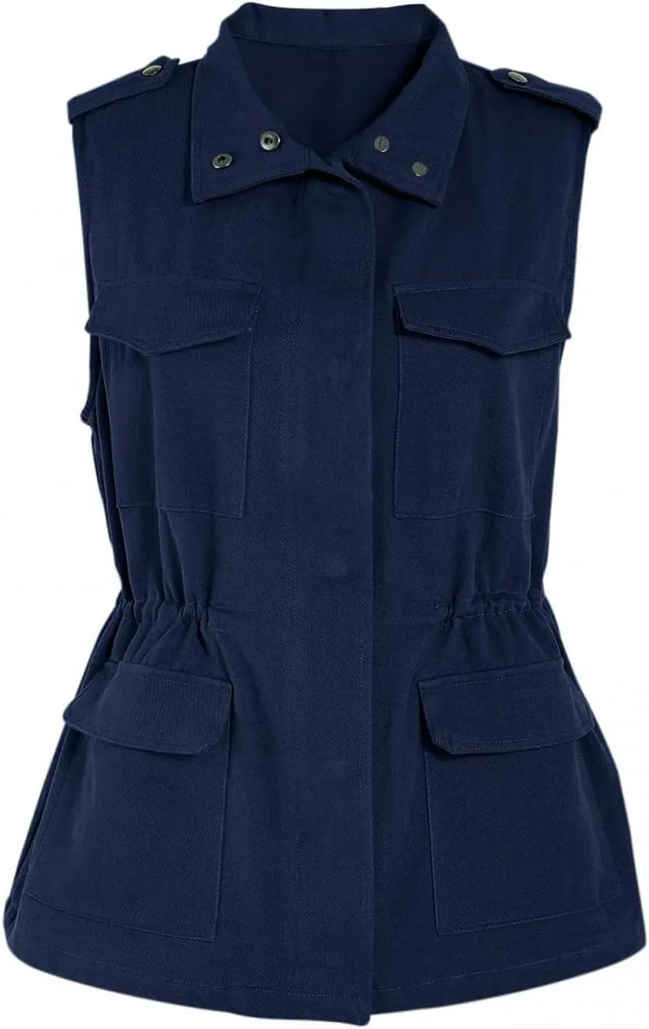 Womens Daily Fall Regular Sleeveless Vest Military Anorak Zip Up Lightweight Hoodies Jacket with Pockets