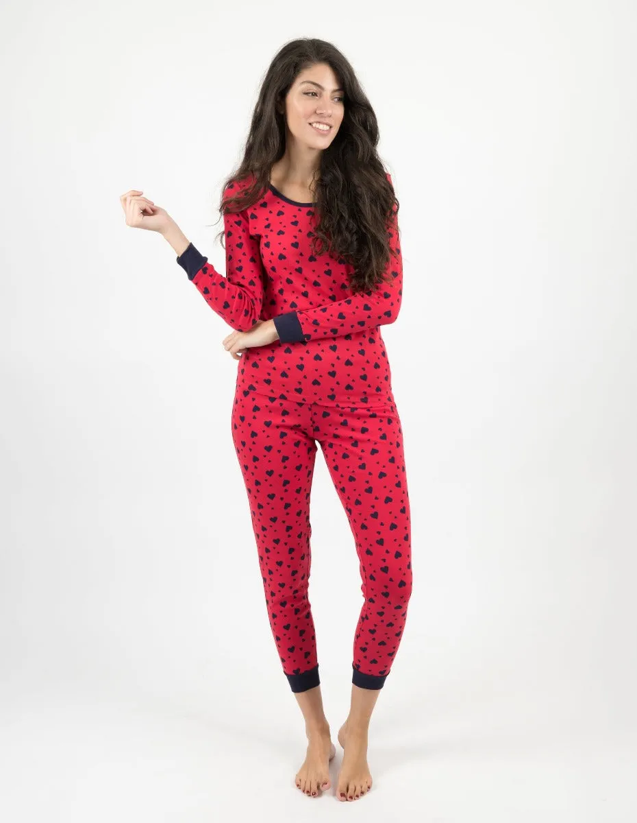 Women's Dark Navy Hearts Pajamas