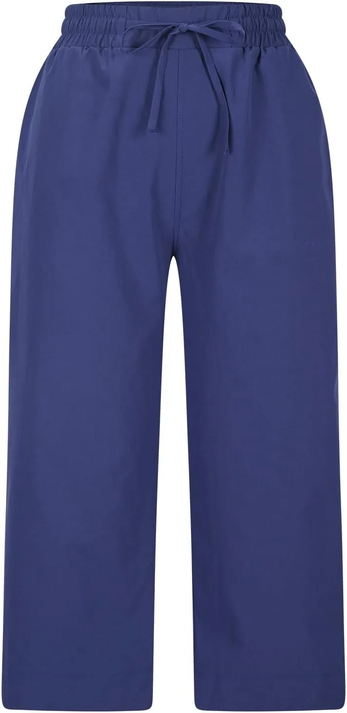 Women's Elastic Drawstring Waist Crop Pants 2025 Trendy Capri Sweatpants Loose Fit Comfort Cropped Pant with Pocket